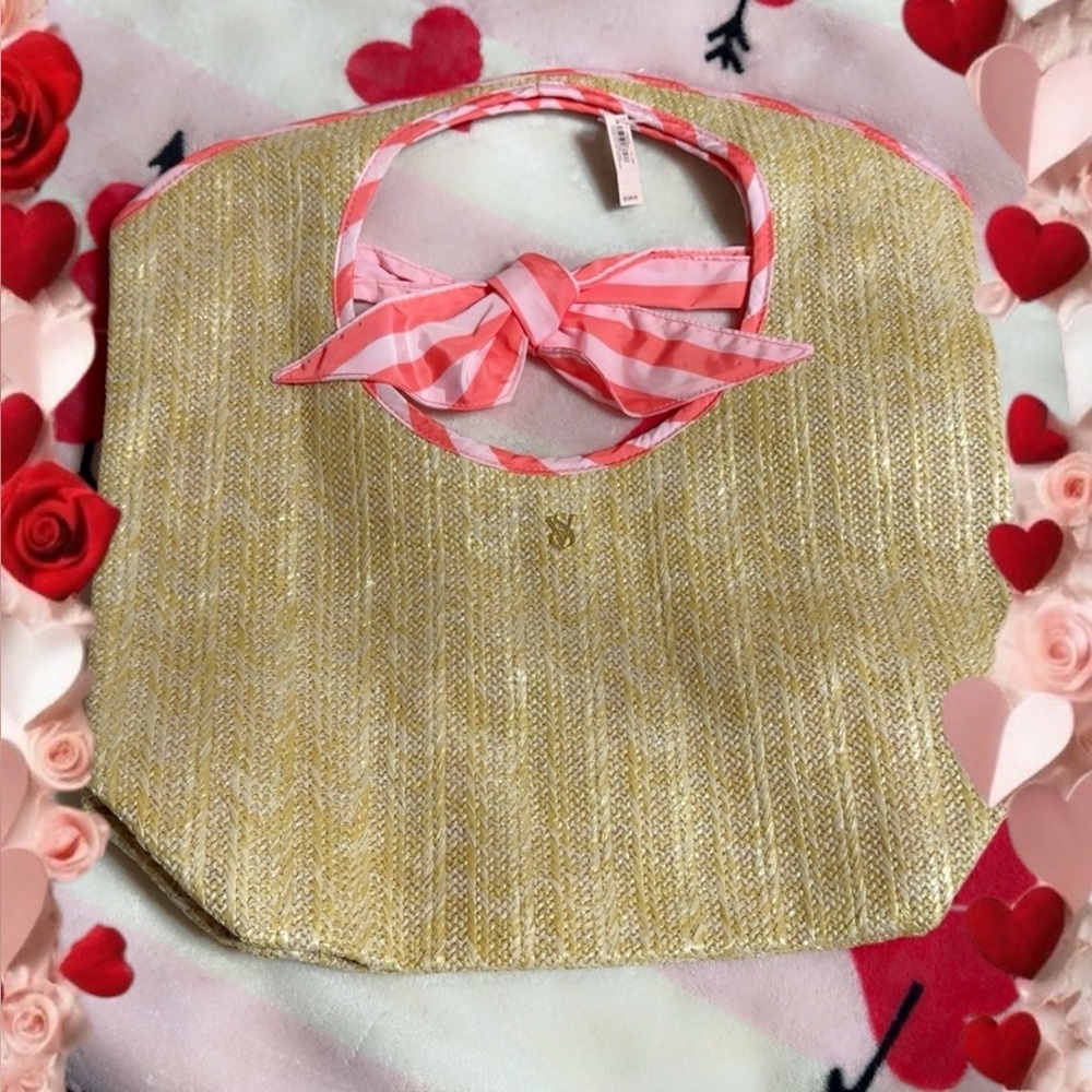 Victoria's Secret Gold Clutch with Pink Handle